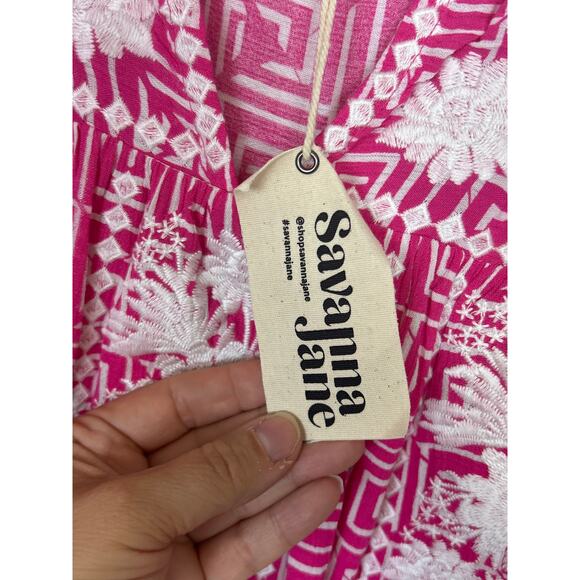 Savanna Jane Women’s Plus 3X Pink Embroidered Lightweight Mini Shift Dress NEW - Picture 6 of 8